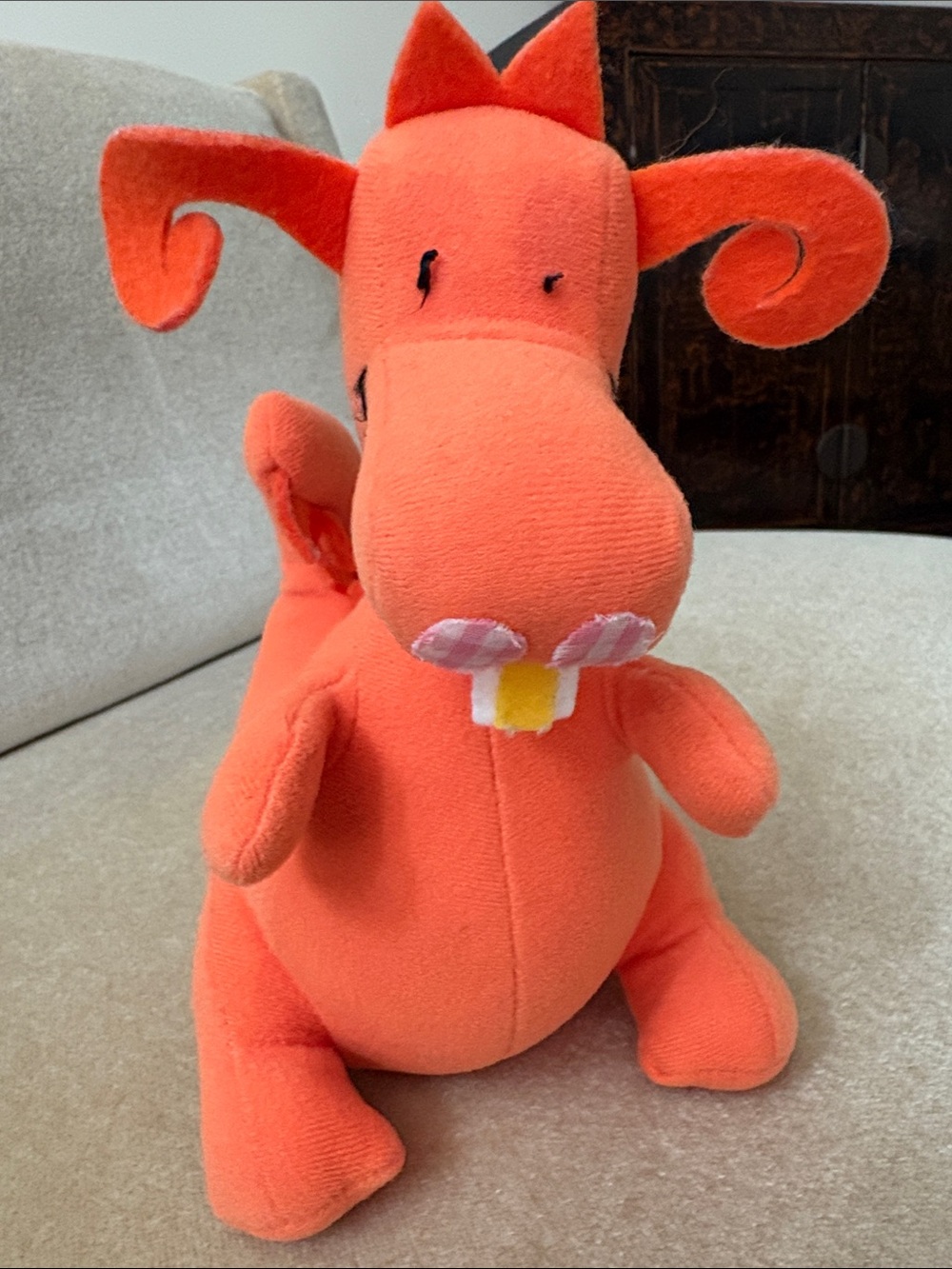 VTG Lollipop Dragon 1979/80 Orange stuffed Plush KidsToy Soft Cuddly